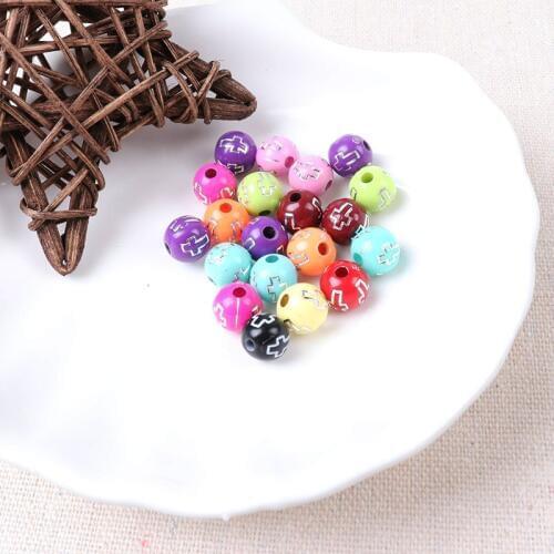 Acrylic Cross pattern colourful Loose Beads Circular Mixed For Jewelry making DIY 100pcs 8mm Dia AL2X