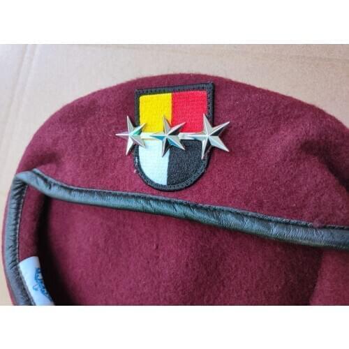United States U.S. Army 3th Airborne Special Forces Group Wool Red Beret OFFICER 3 STAR LIEUTENANT GENERAL RANK Military Hat