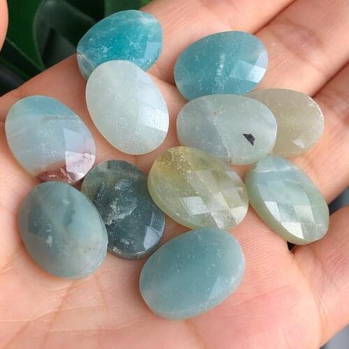 13x18mm Natural Faceted Oval Blue Amazonite Stone Bead Flat Round Loose Spacer Beads For Jewelry Making Diy Bracelet Accessories