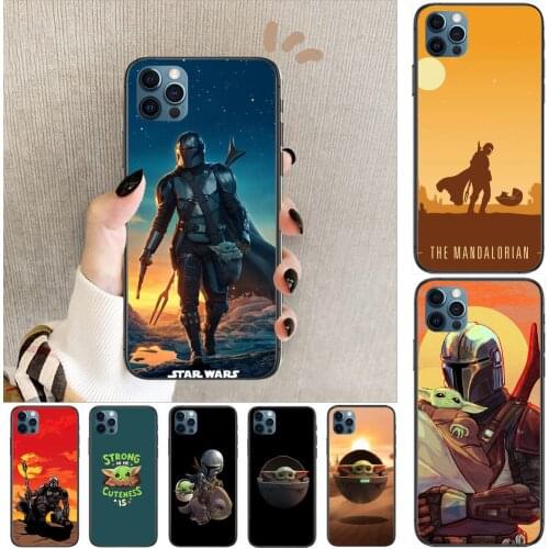 Baby Yoda Anime Phone Cases cover For iphone 11 Pro Max case 12 8 7 6 S XR PLUS X XS SE 2020 mini black cell shell funda