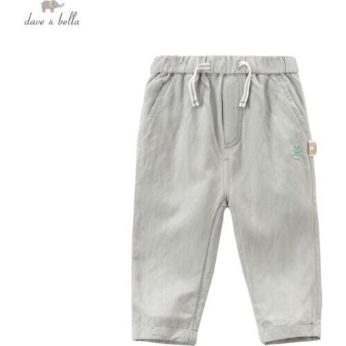 DBX16444 dave bella spring baby boys fashion solid pockets pants children full length kids pants infant toddler trousers