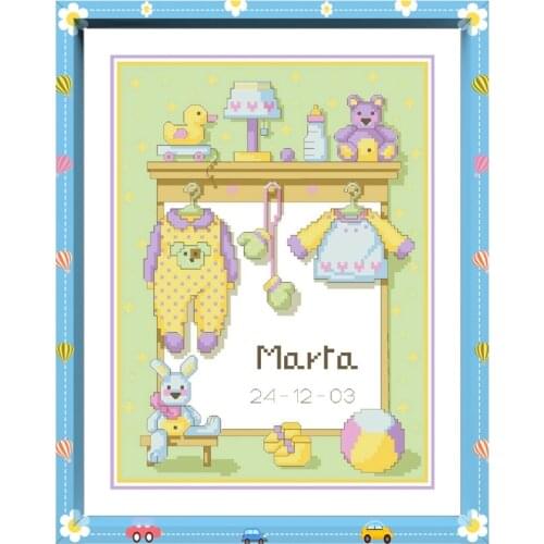 Baby clothes cross stitch kit aida fabric 18ct 14ct 11ct unprint canvas cotton thread cross-stitch embroidery set