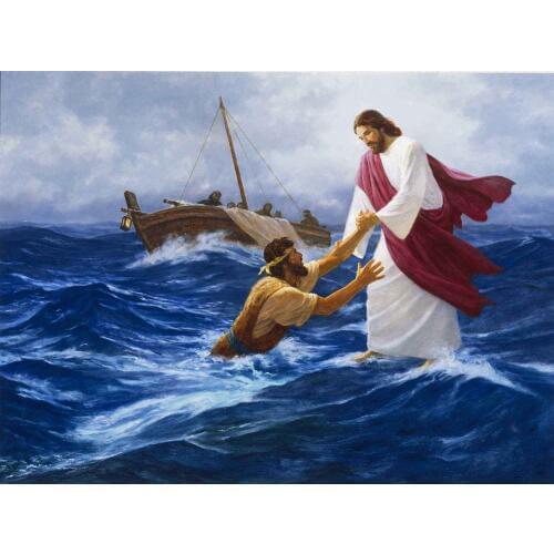 HOME WALL Religious ornament art Christianity Jesus Christ Jesus walking on Water PRINT painting ON CANVAS -free shipping cost