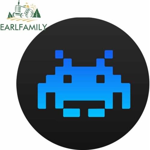 EARLFAMILY 13cm x 13cm for Arcade Space Invaders Blue Car Sticker Windshield Wall Decal Kids Room Creative Silhouette Graphics