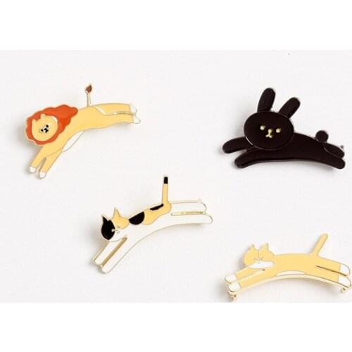 Good Friends Cat Bunny Lion Enamel Pin Cap Bag Jeans Clothes Lapel Pin Badge Cartoon Animal Brooch Fashion Jewelry Gift for Kids