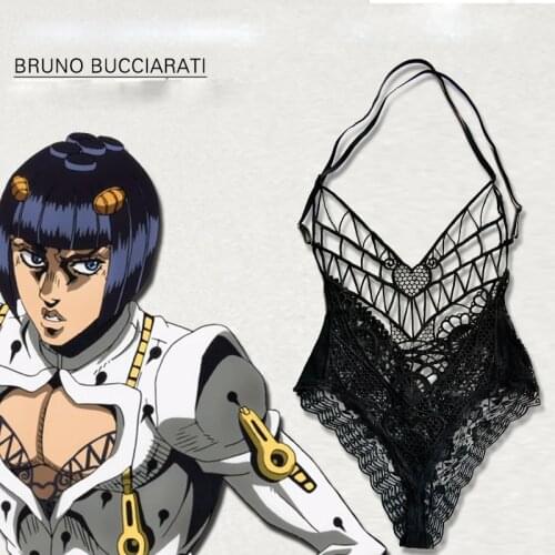 Anime JOJO 5 JoJos Bizarre Adventure Golden Wind Bruno Bucciarati Cosplay Costume lingerie lace top inner jumpsuits