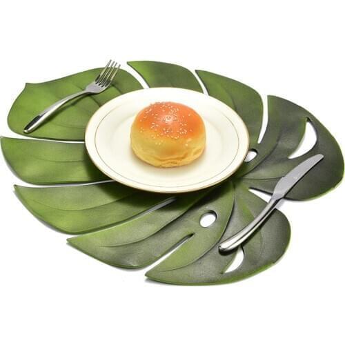 Artificial Monstera Leaf Kitchen Placemat Mat Bowl Anti-Slip Pad Table Decor Tableware Coaster Cushion Placemat Table Mats