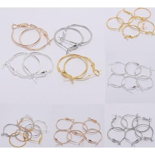 10pcs/lot 20-70mm Metal Plated Circle Round Hoop Circle Earrings Hooks Earring For DIY Jewelry Making Accessories Wholesale