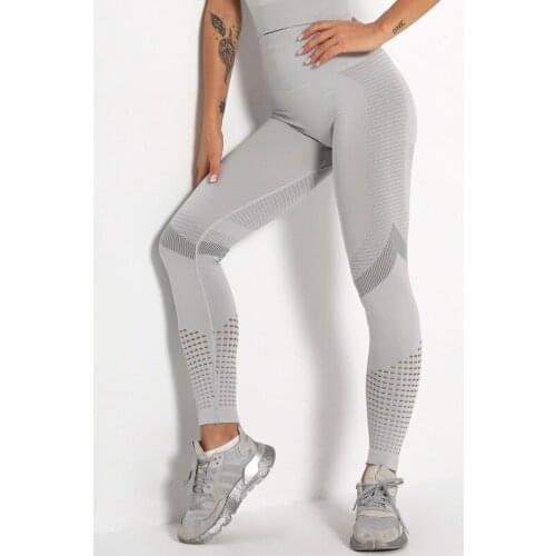 High Waist Fitness Leggings Women Sexy Seamless Leggings Hollow Printed Workout Pants Push Up Slim Elasticity
