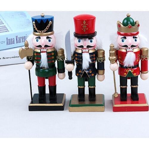 New 3pcs 1Set 20Cm High Christmas Holiday Nutcracker Color Soldier King Vintage German Wooden Table Walnut Toy Zakka Dolls