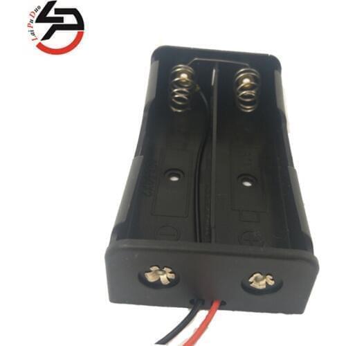 Laipuduo Brand New 18650 Battery Storage Case Box Holder with 4 wires Leads for 2x 18650 battery Black Plastic 2 Way 2 Slots