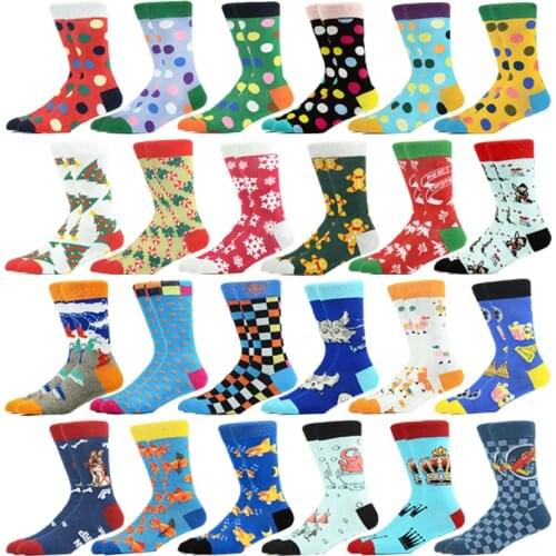 Personality novel Socks interesting cartoon pattern socks man new autumn happy socks for 1 Harajuku hip-hop combed cotton Sokken