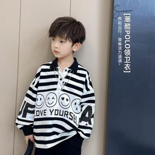 Boys' Autumn Long Sleeve T-shirt 2021 New Big Childrens Cotton Autumn Top Fashionable Spring and Autumn Sweater
