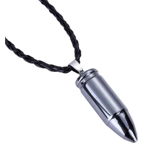Simple magnetic obsidian necklace male magnetic stone pendant men and women universal European and American wind bullet necklace