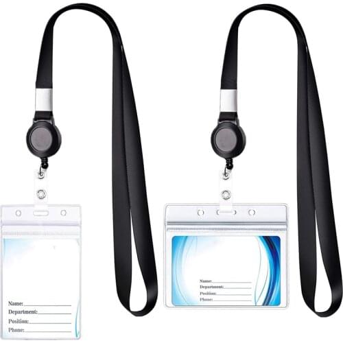 Neck Strap Name Badge Holder Transparent Exhibition ID Card with Lanyard for Student Staff Nurse Accessories