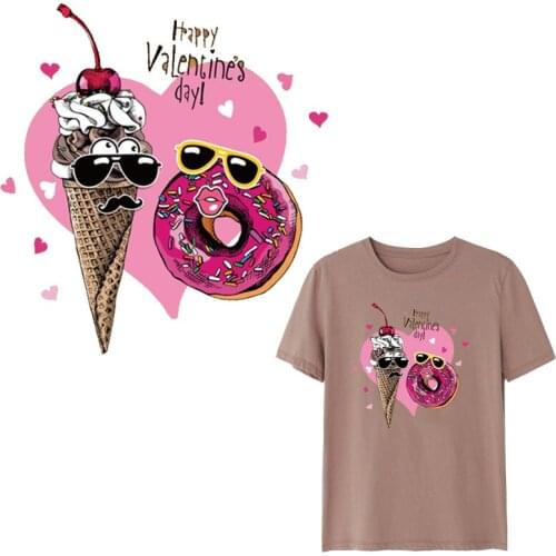 Iron on Transfer Ice Cream Cake Patches for Girl Clothing DIY T-shirt Dress Applique Heat Transfer Vinyl Stickers on Clothes