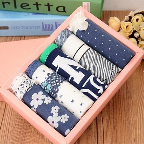 5PCS/lot Gift Underwear Bow Cute Cotton Girls Underwear Lace Young Women Panties Navy Combination Shorts Panties Soft Cuecas