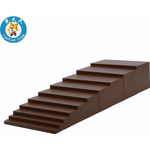 Montessori teaching aids kindergarten wooden toys baby infant senses toys Brown Stair
