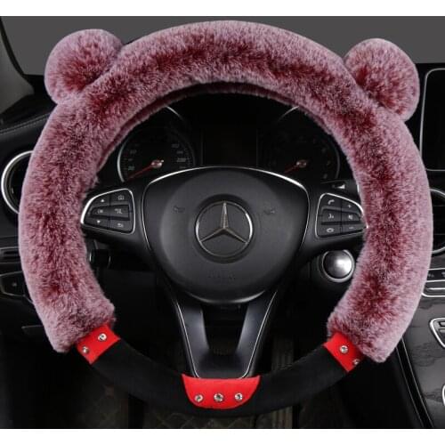 Universal Car Plush Steering-Wheel Covers Anti-slip Skidproof Durable 38CM/15" Dynamic Fibre Handmade Steering Wheel Cover