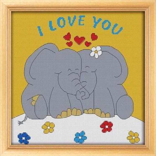 Everlasting Love Elephant Lovers Chinese Cross Stitch Kits Ecological Cotton Stamped 11CT DIY Gift Wedding Decoration For Home