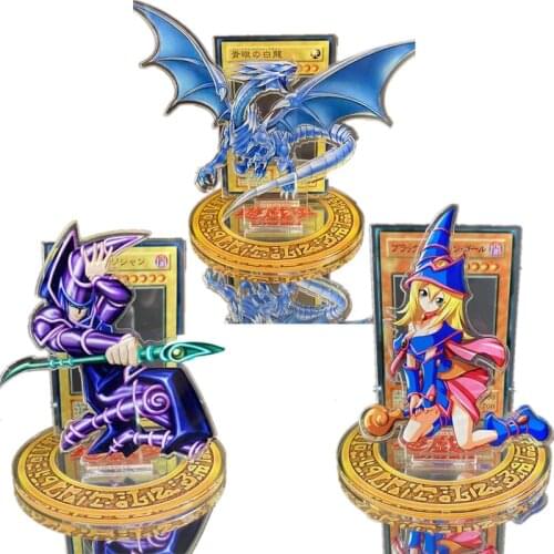 Yu-Gi-Oh Three Magic Gods Blue Eyes White Dragon Acrylic Decoration Game Collection Card Animation Peripheral Action Figure Toy