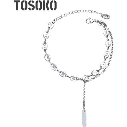 TOSOKO Stainless Steel Jewelry Chain With Multi-Layer Tassels And Pendant Bracelet Cool Bracelet For Women BSE165