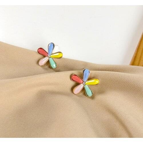 South Korea Bohemia Sweet Five-Color Hyperbole Bump Color Retro Earring Hip Pop Sell Like Hot Cakes Creative Women Stud Earrings