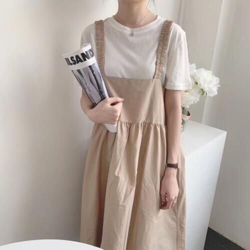 Korea Style 2020 Summer New French Retro Suspender Dress Female Waist Slimming Strap Dress