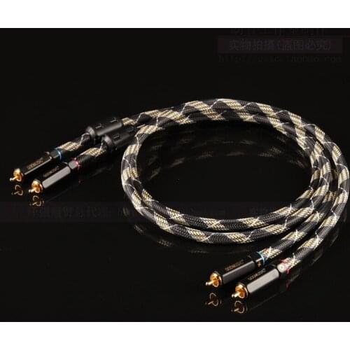 1 pair British QED silver plated RCA double lotus line Signal line HiFi audio line signal cable