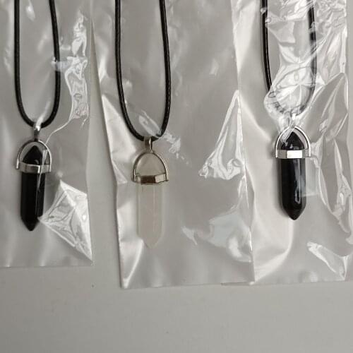 1pc Natural crystal pendant stone Hexagonal Column necklaces