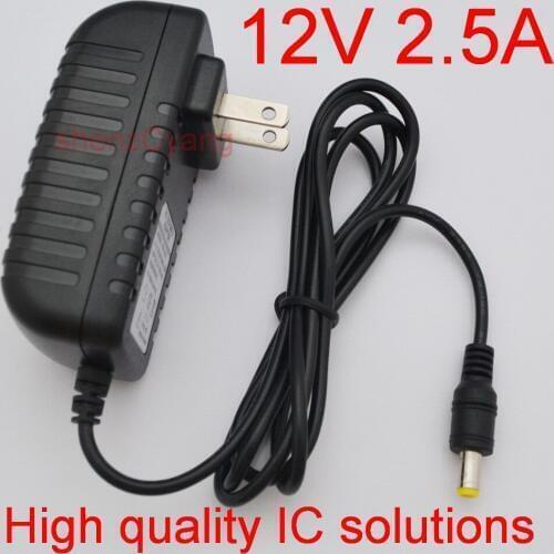 1PCS High quality 12V 2.5A / 2500mA 30W Led Power Adapter US plug for SMD LED Light DC plug 5.5mm x 2.1mm-2.5mm