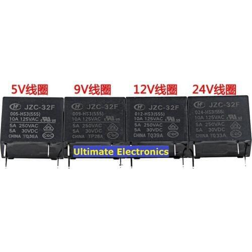 10pcs HF32F- JZC-32F-012-HS -HS3 JZC-32F-009-HS -HS3 JZC-32F-024-HS -HS3 5A 4feet relay