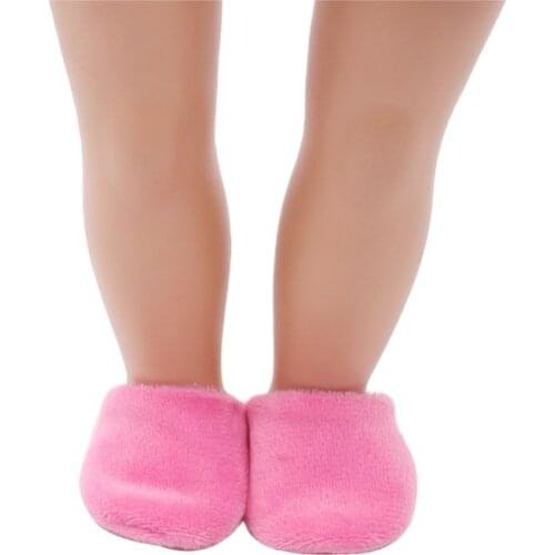 2021 Cute Plush Indoor Slippers New Born Baby Doll Shoes for 18" 43cm American Girl Reborn BJD Dolls Accessories Suit Outfit