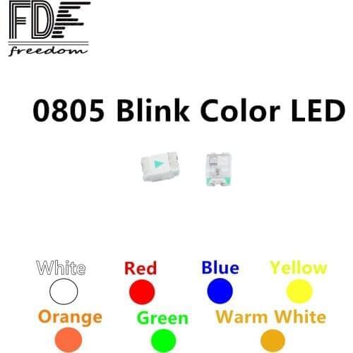 600pcs Flash 0805 LED Diode Mixed Orange / Red / Jade-Green / Blue / Yellow / White 0805 SMD LED NEW Blinking Flashing LED Diod