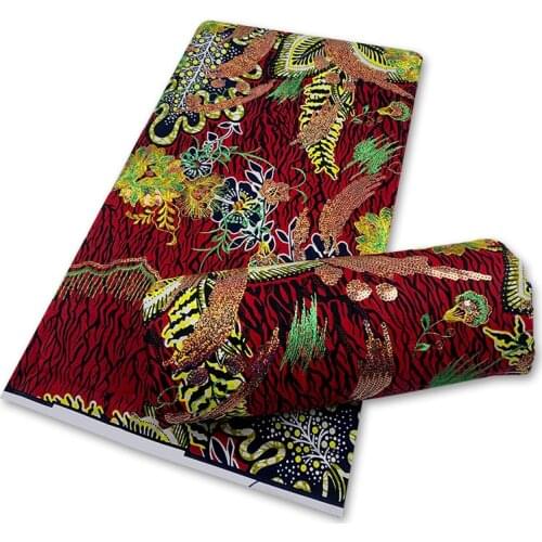 Africa Wax Fabric With Sequin Wonderful Embroidery 6 Yards Nigerian Cotton Fabrics S210708