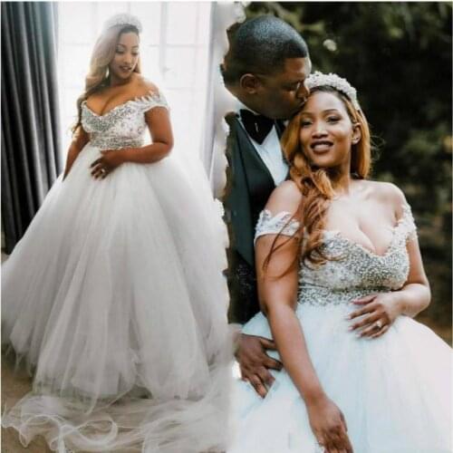African Plus Size Wedding Dresses Off The Shoulder Beaded Empire Pregant Boho Country Bridal Gowns robes de mariée