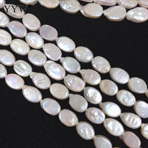 Oval White 10x15mm Natural Freshwater Pearl Loose Beads For DIY Bracelet Necklace Jewelry Making Accessory 14.5inch/Strand