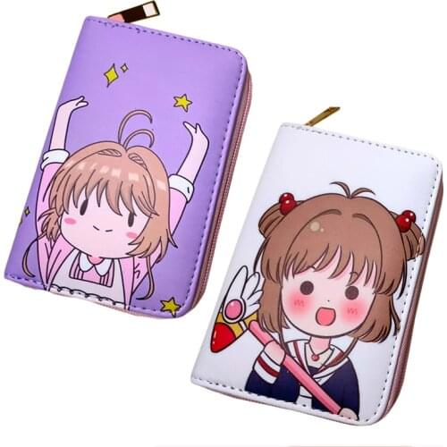 Cardcaptor Sakura Women Card Captor Sakura Short Wallet Zipper Female Coin Purse Change Card Holder Purse Anime Cartera Mujer
