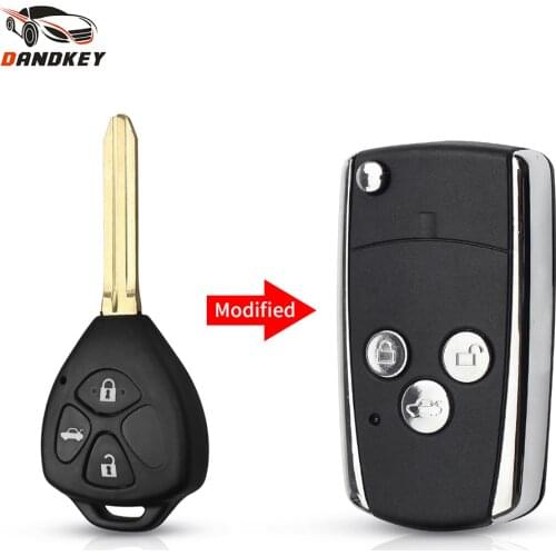 Dandkey Replacement Modified Folding Flip Remote Key Shell 3 Buttons For Toyota Camry Reiz Yaris