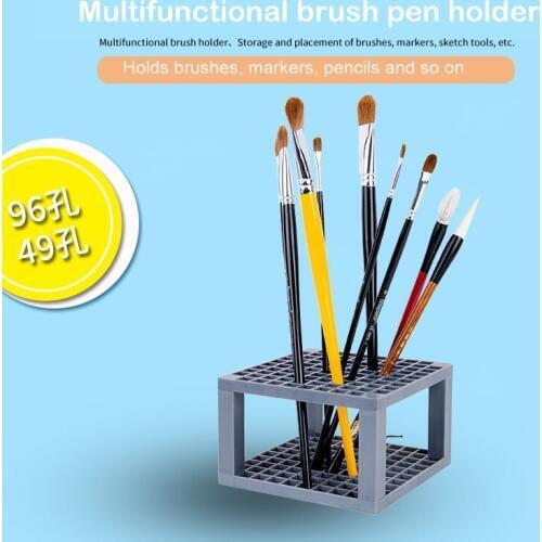 49/96Hole Paint Brush Pen Holder Multifunction Pencil Rack Display Stand Support Holder Watercolor Painting Brush Storage Holder