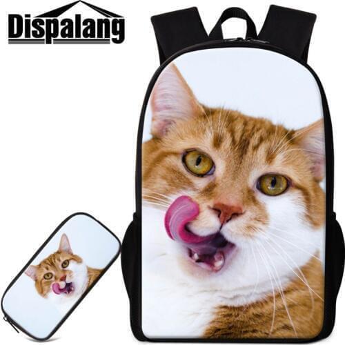 Dispalang Children School Backpack With Pencil Case Animal Cat Unicorn Bookbags Girl Boy Bagpack Student Daily Shoulder Bag Pack