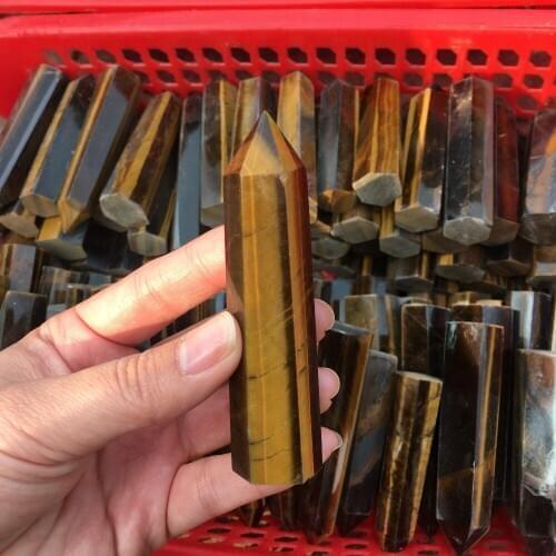 Natural flash Tigers eye quartz crystal wand POINT HEALING