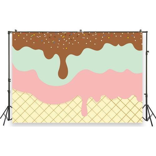HUAYI Photo Background Newborns Baby Shower Birthday Photography Backdrops ice cream Custom Studio Photobooth Backdrop XT-6818