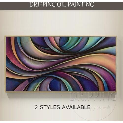 Artist Hand-painted Dark Colors Abstract Oil Painting on Canvas Handmade Large Size Twist Abstract Green and Purple Oil Painting