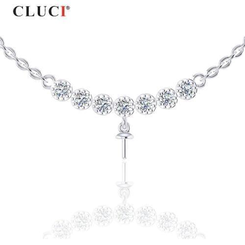 CLUCI Classic 925 Sterling Silver Zircon Pendant Necklace Jewelry Silver 925 Design Necklace Jewelry for Women Party SN046SB