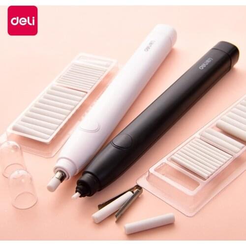 Deli Pencil Drawing Mechanical Electric Eraser Rubber Head Erasers For Kids School Office Supplies Pencil 2 Sizes Eraser Refill