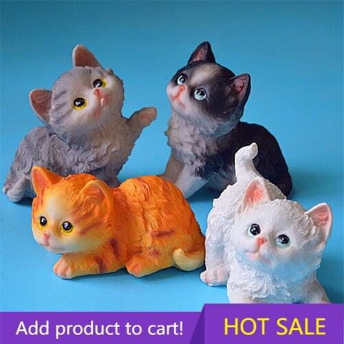 1pc Mini Cat Figurines Garden Decoration Outdoor Fairy Animal Miniatures Figurines Desktop Crafts Ornament