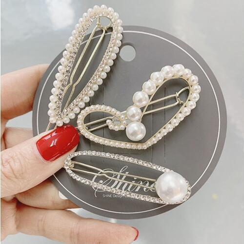 2020 Fashion Women Pearl Hair Clip Claw Korean Hairpins Geometric Headwear Heart/stars/bow Hair Styling Accessories New