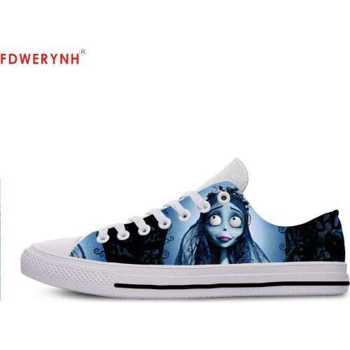 Mens Casual Shoes New Cartoon Cute Funny Tim Burtons Corpse Bride Canvas Strap Ladies Casual Man Shoes