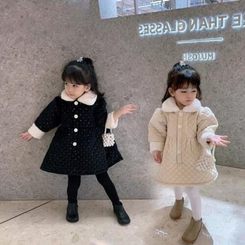 New Fuzzy Thicken Winter Spring Girls Dresses School Teenagers Toddler Outwear Children Clothes Puff Sleeve High Quality